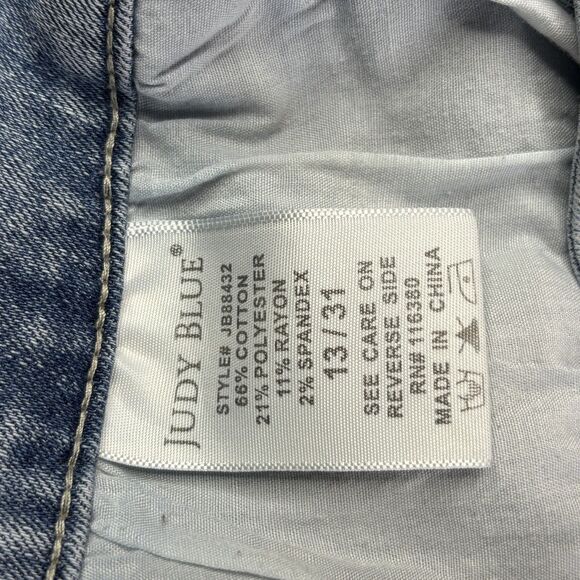 Judy Blue Jeans Womens 13 Distressed Skinny Light Wash Denim Lace Patch Ripped - Picture 8 of 14